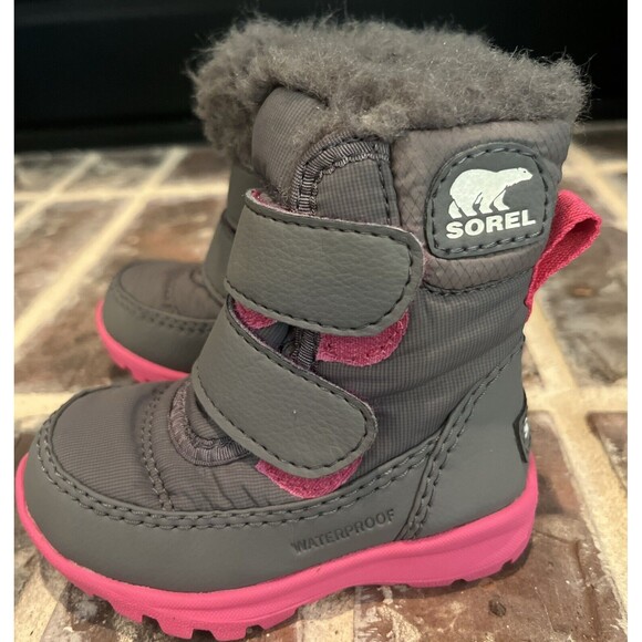 Sorel Toddler Whitney II Strap Snow Boot, Gray And Pink Toddler Size 4 - Picture 2 of 6